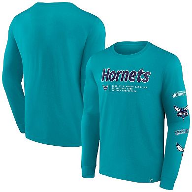 Men's Fanatics Branded Teal Charlotte Hornets Baseline Long Sleeve T-Shirt