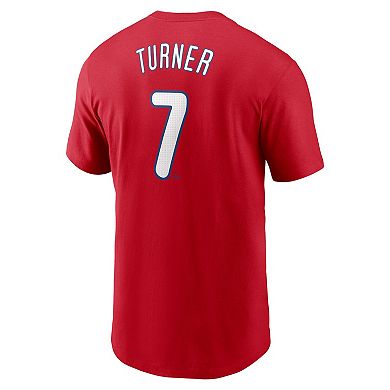 Men's Nike Trea Turner Red Philadelphia Phillies Fuse Name & Number T-Shirt