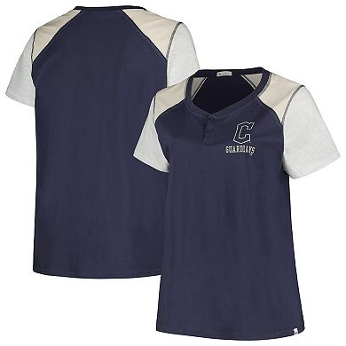 Women's '47 Navy/Gray Cleveland Guardians Plus Size Henley T-Shirt