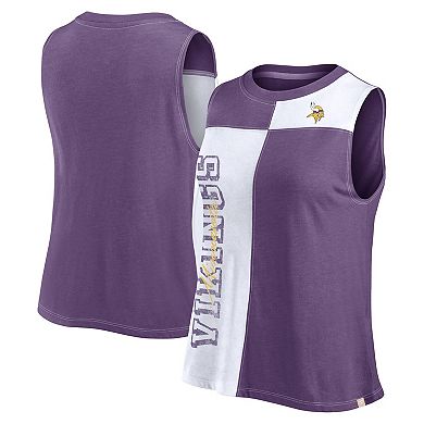Women's Fanatics Branded Purple/White Minnesota Vikings Script Color Block Tank Top