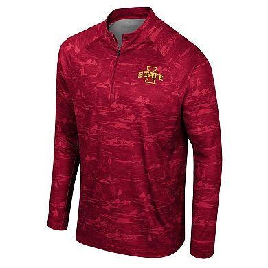 Men's Colosseum Cardinal Iowa State Cyclones Carson Raglan Quarter-Zip Jacket