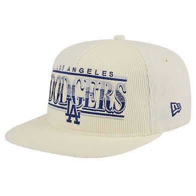 Men's New Era Cream Los Angeles Dodgers Throwback Bar Golfer Corduroy Snapback Hat