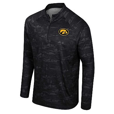 Men's Colosseum Black Iowa Hawkeyes Carson Raglan Quarter-Zip Jacket