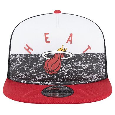 Men's New Era Black Miami Heat Arch A-Frame Trucker 9FIFTY Snapback Hat