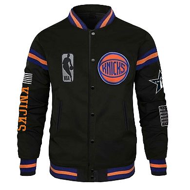 Unisex FISLL x Black History Collection  Black New York Knicks Full-Snap Varsity Jacket