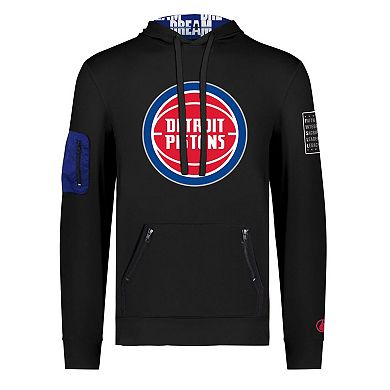 Unisex FISLL x Black History Collection  Black Detroit Pistons Pullover Hoodie