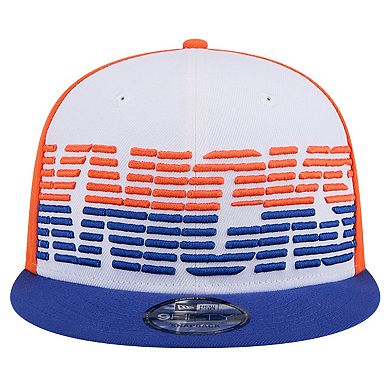 Men's New Era White/Blue New York Knicks Throwback Gradient Tech Font 9FIFTY Snapback Hat