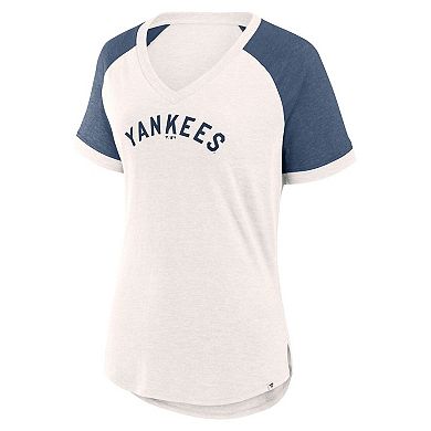 Women's Fanatics Branded White/Navy New York Yankees For the Team Slub Raglan V-Neck Jersey T-Shirt