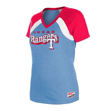Women's New Era Light Blue Texas Rangers Heathered Raglan V-Neck T-Shirt