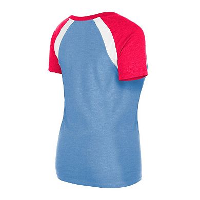 Women's New Era Light Blue Texas Rangers Heathered Raglan V-Neck T-Shirt