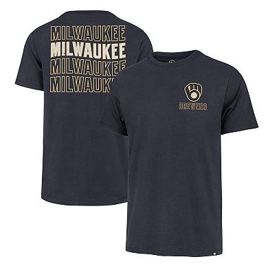 Men's '47 Navy Milwaukee Brewers Hang Back Franklin T-Shirt