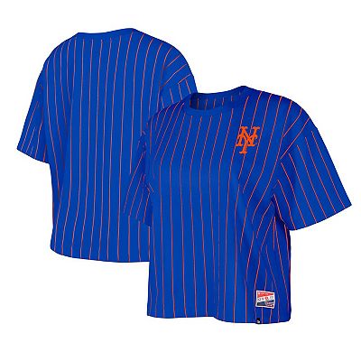 Women s New Era Royal New York Mets Boxy Pinstripe T Shirt