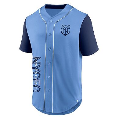Men's Fanatics Branded Light Blue New York City FC Balance Fashion Baseball Jersey