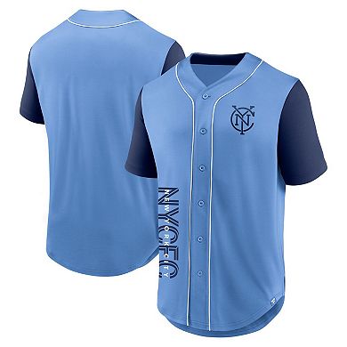 Men's Fanatics Branded Light Blue New York City FC Balance Fashion Baseball Jersey