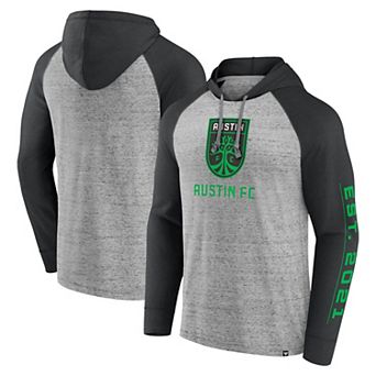 Men's Fanatics Branded Steel Austin FC Deflection Raglan Pullover Hoodie