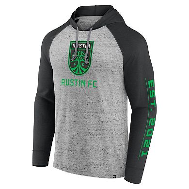 Men's Fanatics Branded Steel Austin FC Deflection Raglan Pullover Hoodie