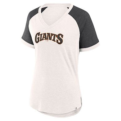 Women's Fanatics Branded White/Black San Francisco Giants For the Team Slub Raglan V-Neck Jersey T-Shirt