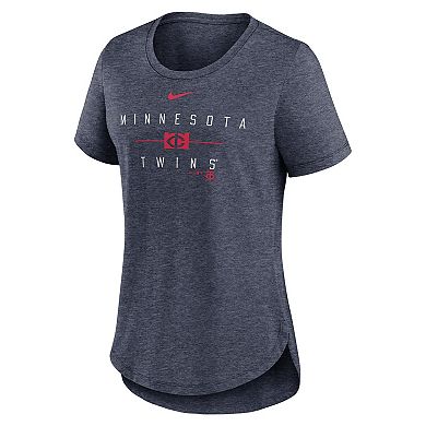 Women's Nike Heather Navy Minnesota Twins Knockout Team Stack Tri-Blend T-Shirt