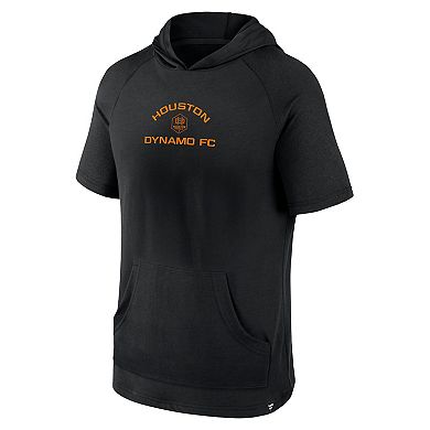 Men's Fanatics Branded Black Houston Dynamo FC Match Raglan Short Sleeve Pullover Hoodie