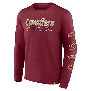 Men's Fanatics Branded Wine Cleveland Cavaliers Baseline Long Sleeve T-Shirt