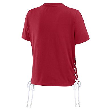 Women's WEAR by Erin Andrews Crimson Alabama Crimson Tide Side Lace-Up Modest Crop T-Shirt