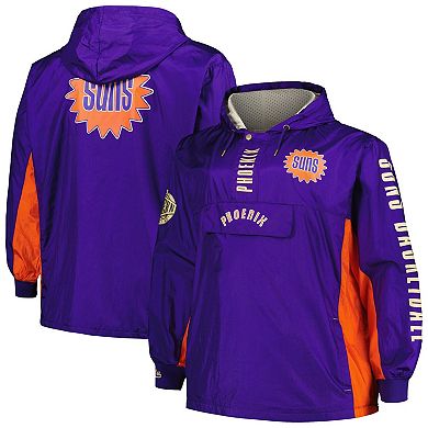 Men's Mitchell & Ness Purple Phoenix Suns Big & Tall Hardwood Classics Team OG 2.0 Anorak Hoodie Quarter-Zip Windbreaker Jacket