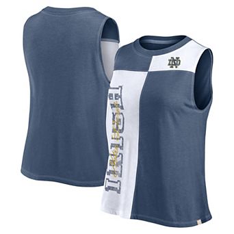 Women's Fanatics Branded Navy/White Notre Dame Fighting Irish Colorblock High Neck Tank Top