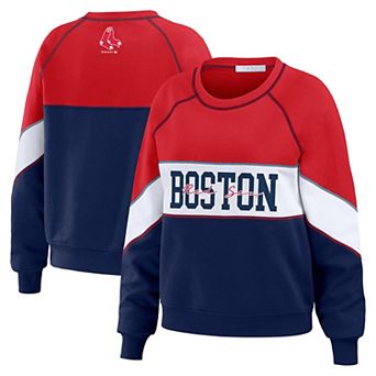 Women's WEAR by Erin Andrews Red/Navy Boston Red Sox Crewneck Pullover Sweatshirt