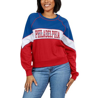 Women's WEAR by Erin Andrews Royal/Red Philadelphia Phillies Crewneck Pullover Sweatshirt