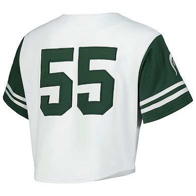Women's Established & Co. White Michigan State Spartans Baseball Jersey Cropped T-Shirt