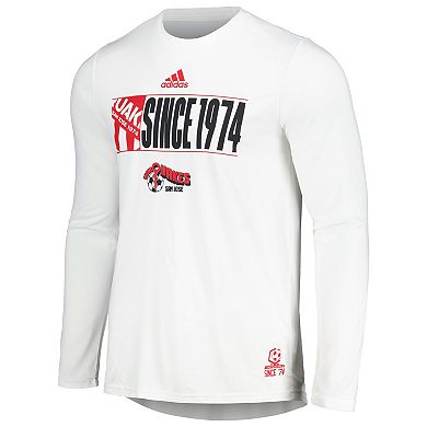 Men's adidas White San Jose Earthquakes 2024 Jersey Hook AEROREADY Long Sleeve T-Shirt