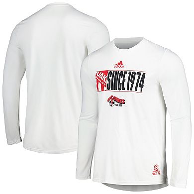 Men's adidas White San Jose Earthquakes 2024 Jersey Hook AEROREADY Long Sleeve T-Shirt