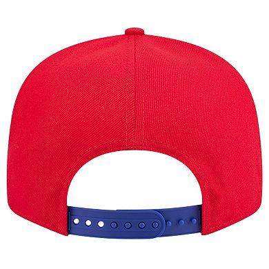 Men's New Era White/Royal Philadelphia 76ers Throwback Gradient Tech Font 9FIFTY Snapback Hat