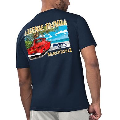 Men's Margaritaville College Navy Seattle Seahawks Licensed to Chill T-Shirt