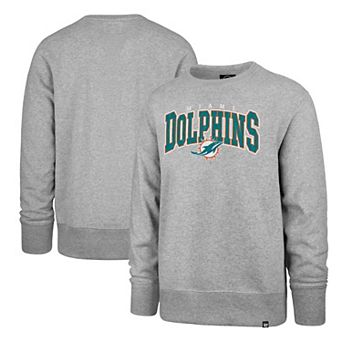 Men's '47 Gray Miami Dolphins Varsity Block Headline Pullover Sweatshirt