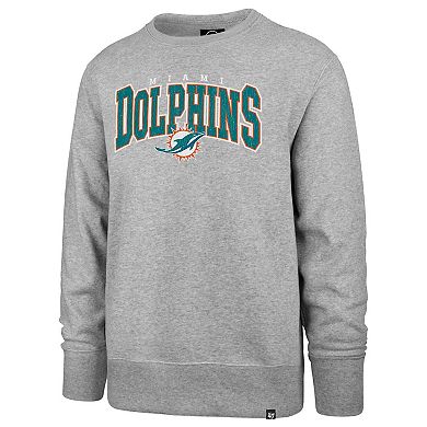 Men's '47 Gray Miami Dolphins Varsity Block Headline Pullover Sweatshirt