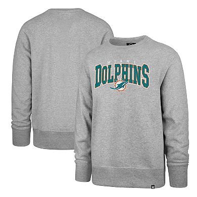 Men's '47 Gray Miami Dolphins Varsity Block Headline Pullover Sweatshirt