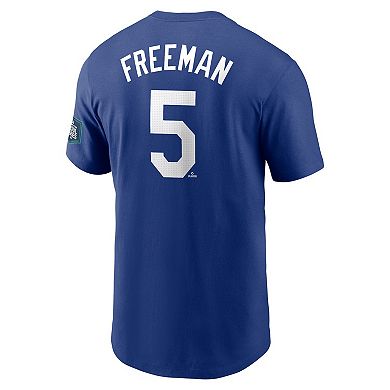 Men's Nike Freddie Freeman Royal Los Angeles Dodgers 2024 MLB World Tour Seoul Series Name & Number T-Shirt