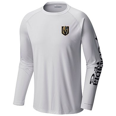 Men's  Columbia White Vegas Golden Knights Terminal Tackle Omni-Shade Raglan Long Sleeve T-Shirt