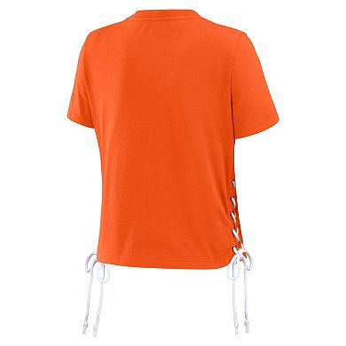 Women's WEAR by Erin Andrews Orange Clemson Tigers Side Lace-Up Modest Crop T-Shirt