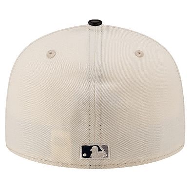 Men's New Era Cream New York Yankees Game Night Leather Visor 59FIFTY Fitted Hat
