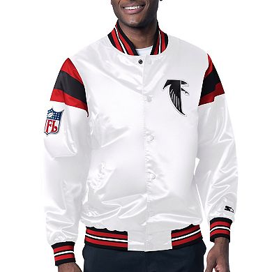 Men's Starter White/Red Atlanta Falcons Vintage Satin Full-Snap Varsity Jacket