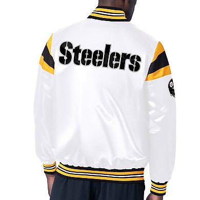 Men's Starter White Pittsburgh Steelers Satin Full-Snap Varsity Jacket