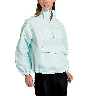 Women's Lusso Light Blue New York Yankees Parker Half-Zip Jacket