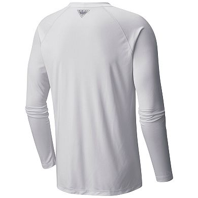 Men's  Columbia White New Jersey Devils Terminal Tackle Omni-Shade Raglan Long Sleeve T-Shirt