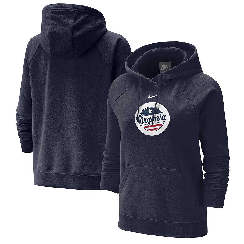 Women's Nike Navy Virginia Cavaliers Varsity Raglan Pullover Hoodie, Size: Small, Blue