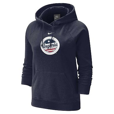 Women's Nike Navy Virginia Cavaliers Red, White & Hoo Raglan Pullover Hoodie