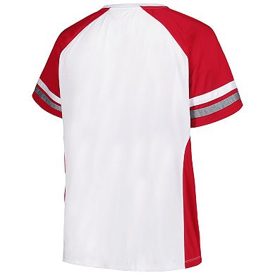 Women's Fanatics Branded White/Scarlet San Francisco 49ers Plus Size Color Block T-Shirt