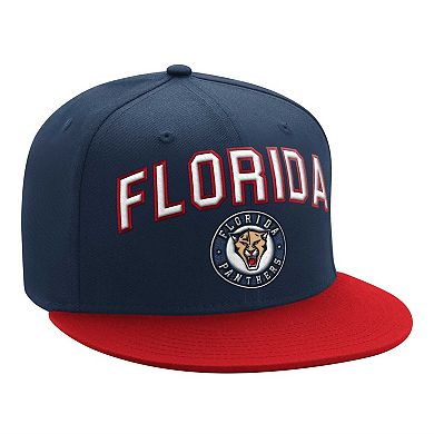 Men's Starter Navy/Red Florida Panthers Arch Logo Two-Tone Snapback Hat