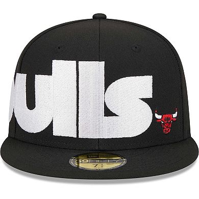Men's New Era Black Chicago Bulls Checkerboard UV 59FIFTY Fitted Hat